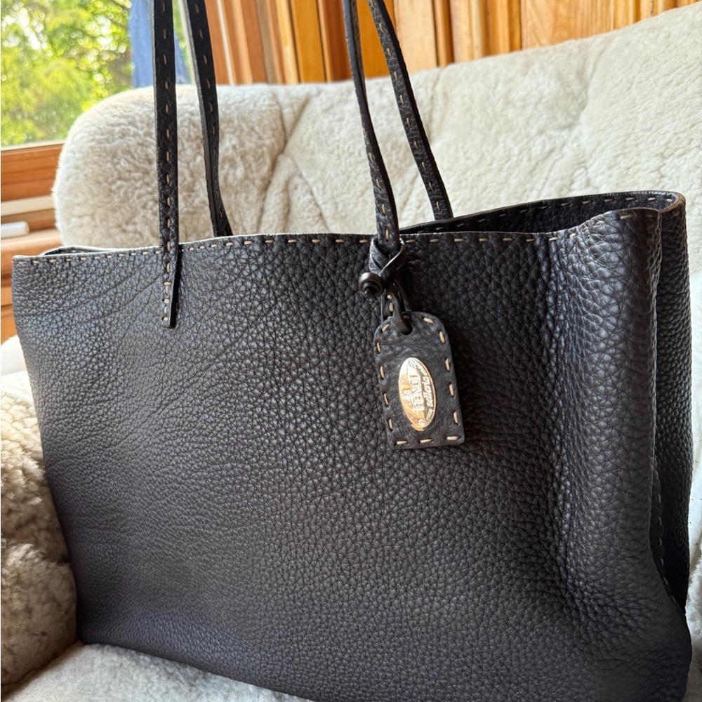 Elegant Black Leather Tote Bag